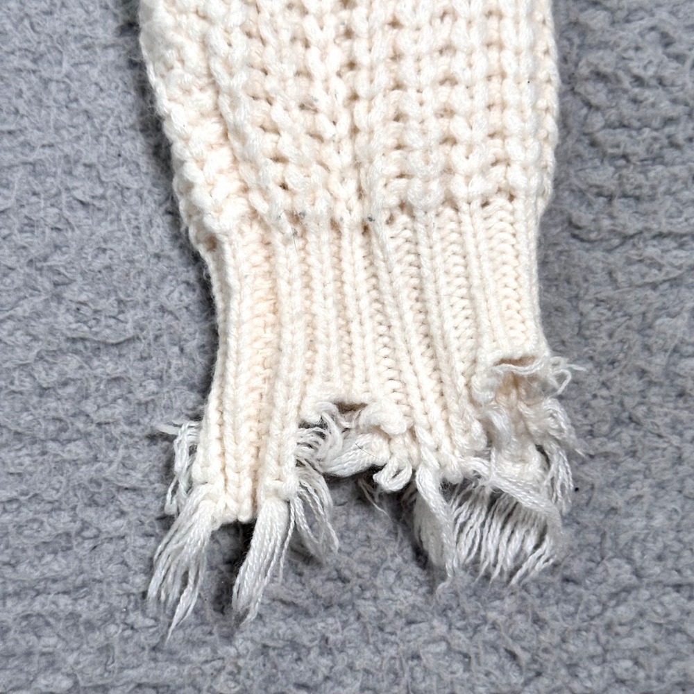Cropped Sweater Cream Knit Oversized Frayed Women's‎ M/L Grunge Thrashed Event - Picture 10 of 16
